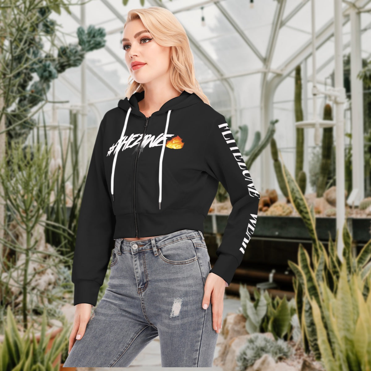 fz women's crop top hoodie with zipper