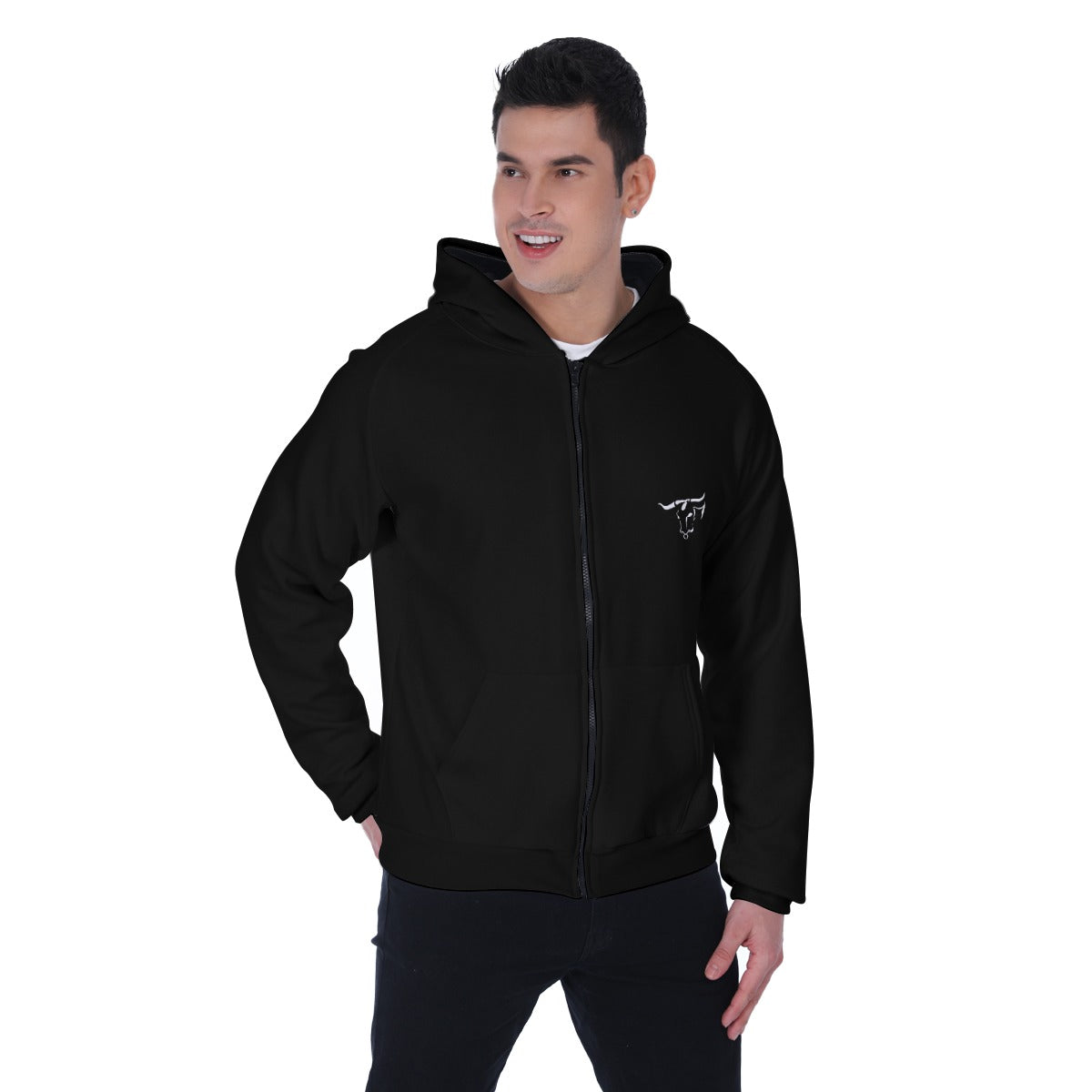 men's heavy fleece zip up hoodie