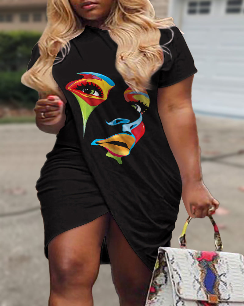 FZ Women's Plus Size Figure Print Warp Dress - FZwear