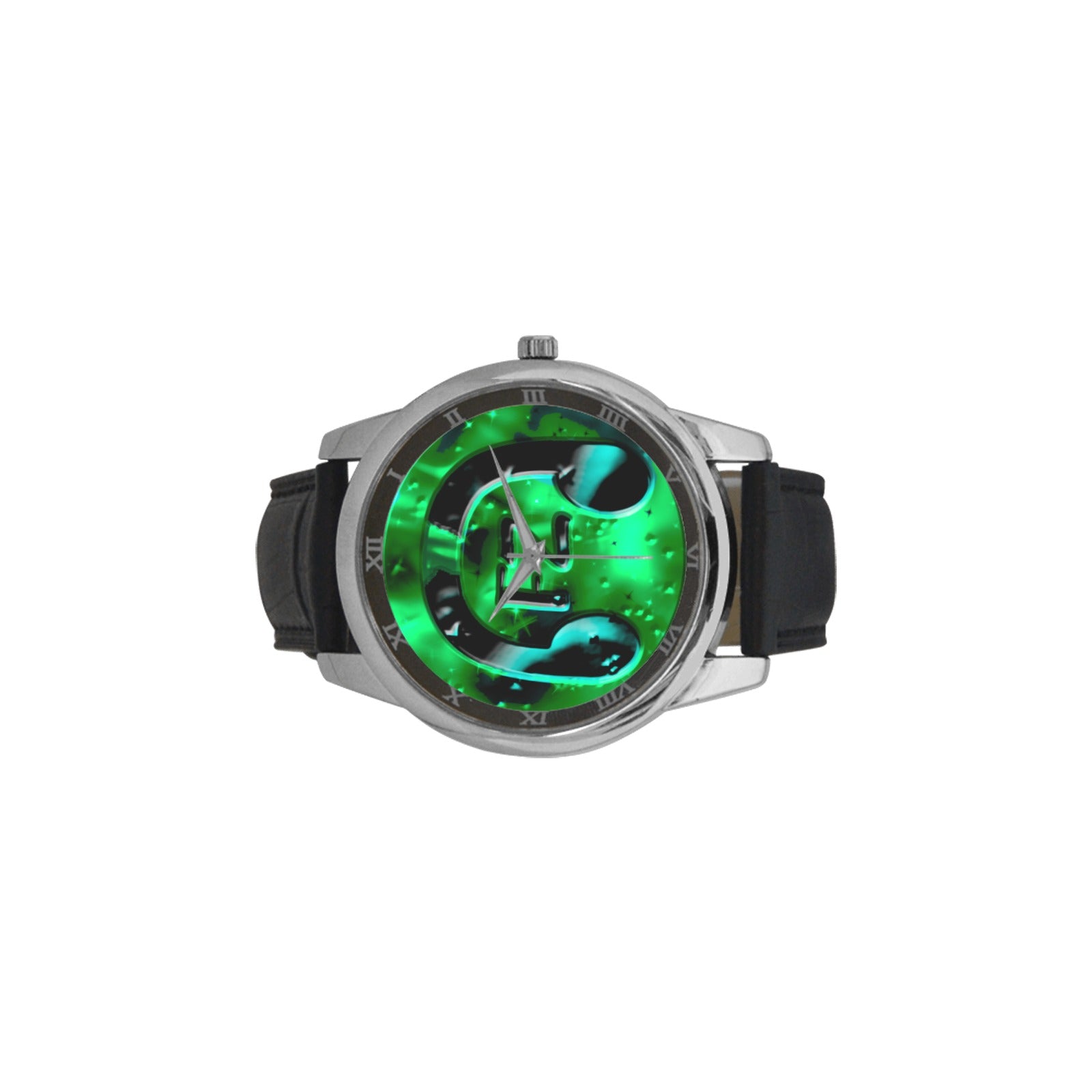 fz original watch - green men's leather strap large dial watch (model 213)