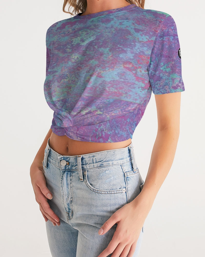 fz wash women's twist-front cropped tee