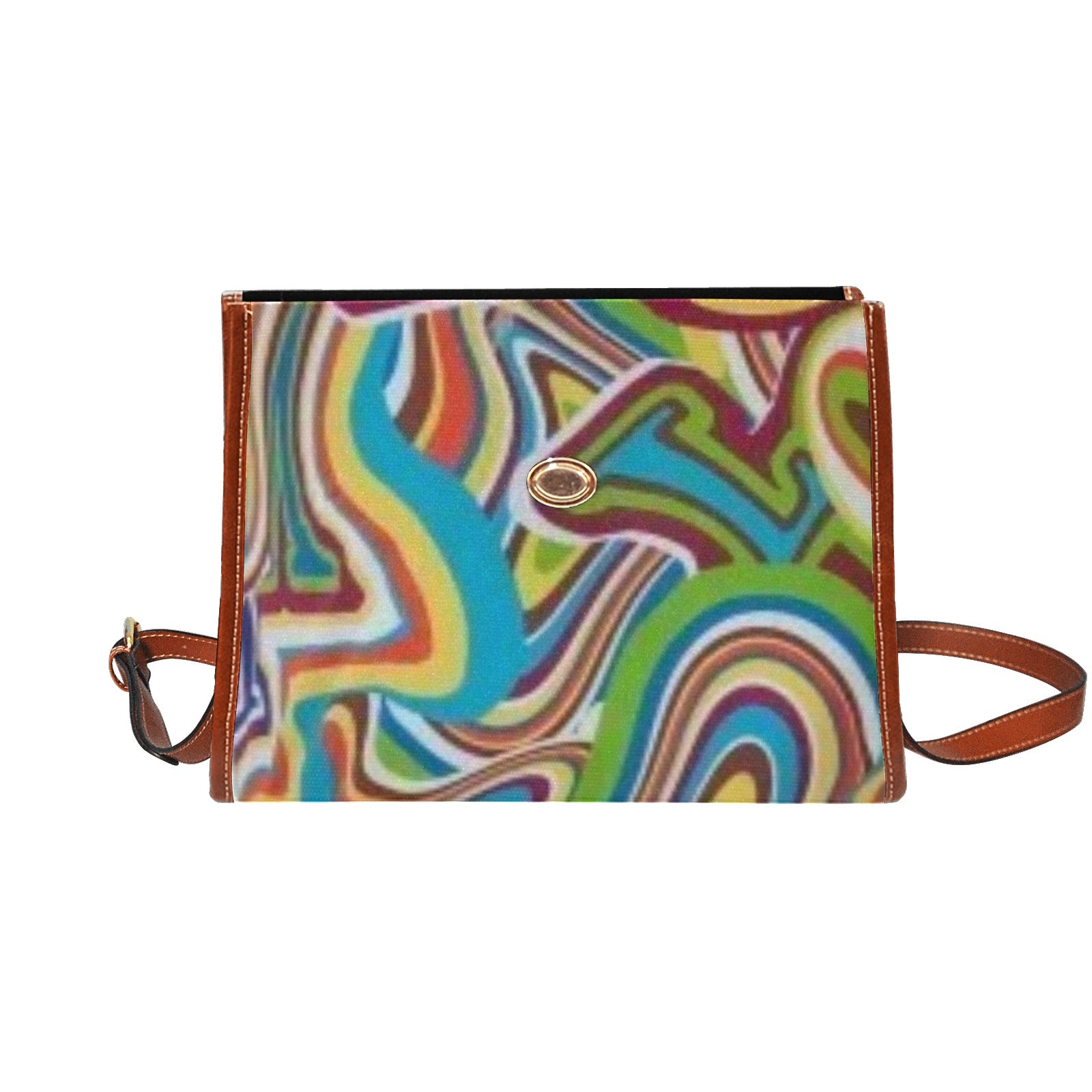 fz abstract handbag all over print waterproof canvas bag(model1641)(brown strap)