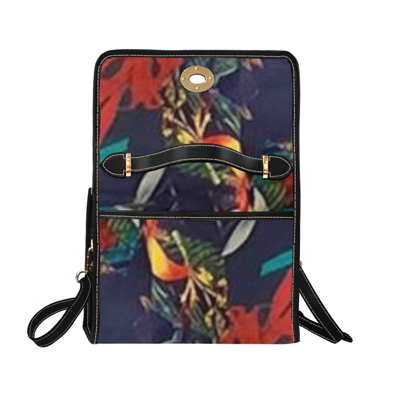 fz flowery handbag all over print canvas bag (model 1641)(black)