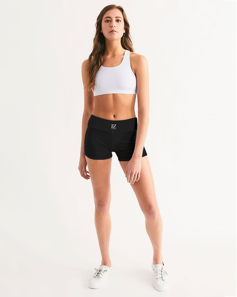 black zone women's mid-rise yoga shorts
