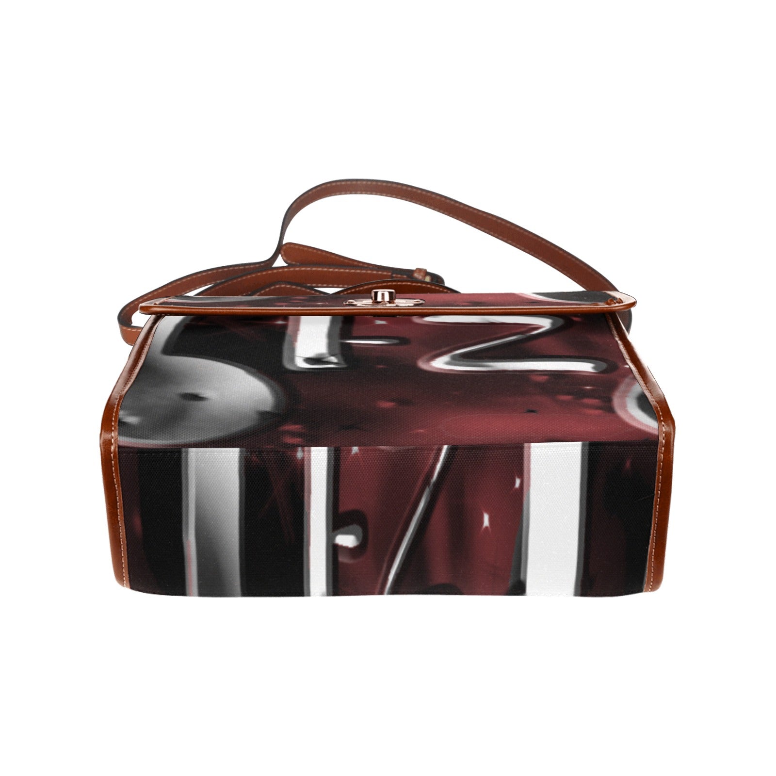 fz new zone handbag all over print waterproof canvas bag(model1641)(brown strap)