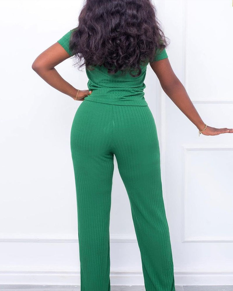 FZ Women's Ribbed O-Ring High Waist Pants Suit - FZwear