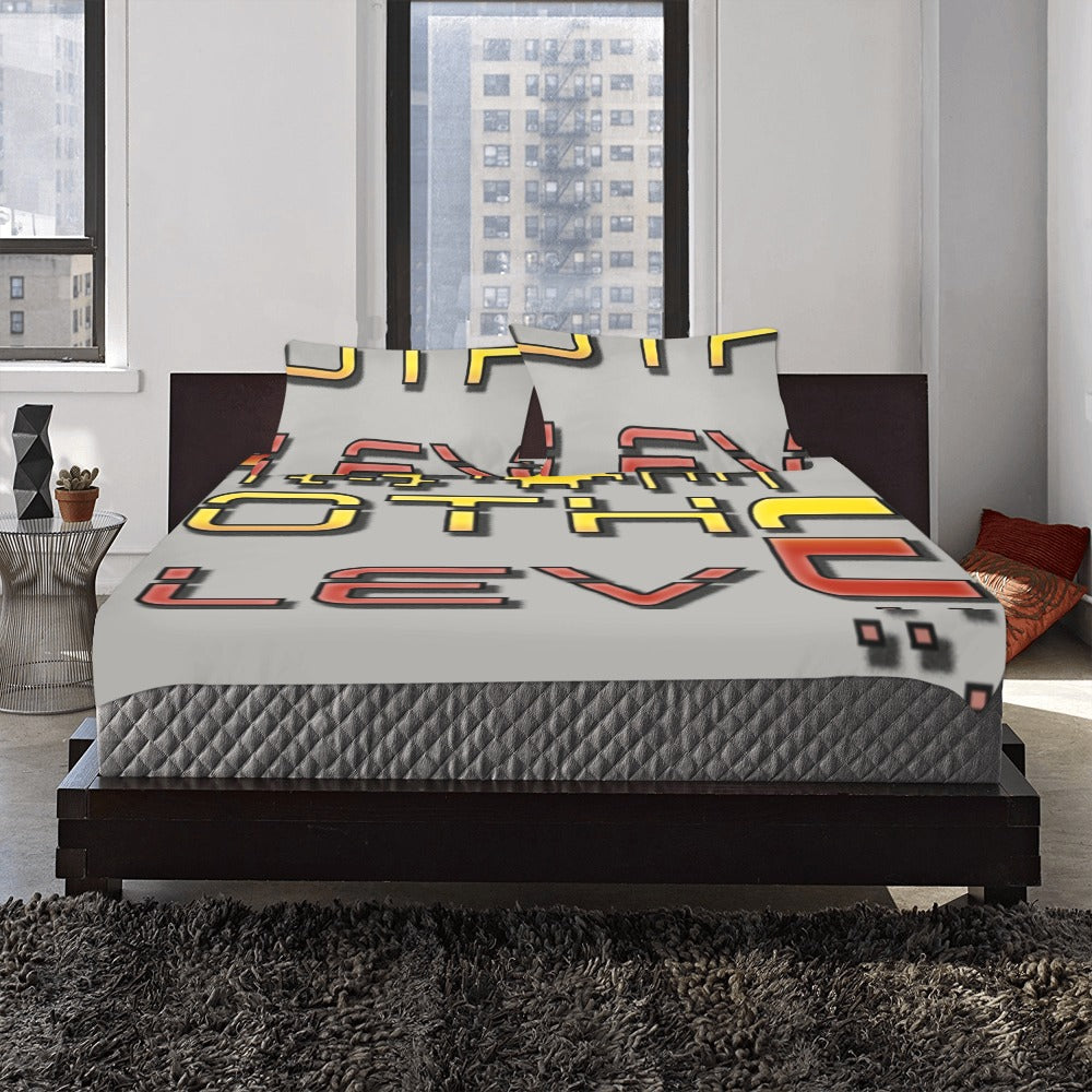 fz bedding set one size / fz bedding - grey 3-piece bedding set (1 duvet cover 86"x70"; 2 pillowcases 20"x30")(one side)