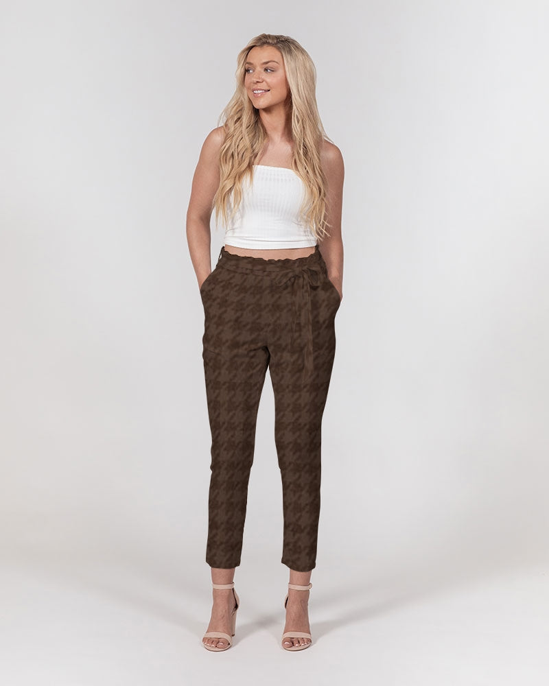fz plaid women's belted tapered pants