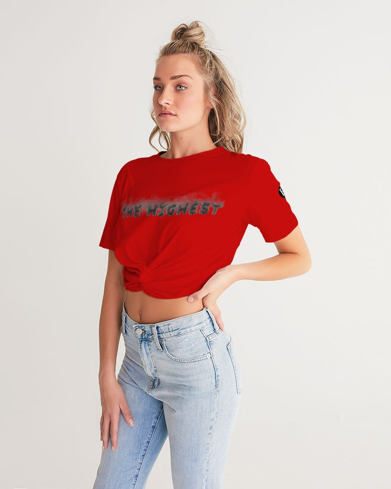 red zone women's twist-front cropped tee