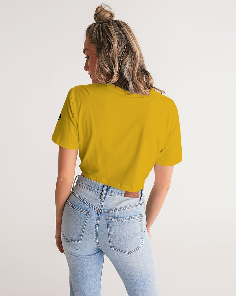 yellow zone women's twist-front cropped tee