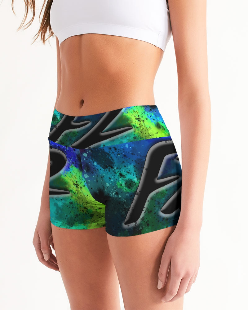 fz dark zone women's mid-rise yoga shorts