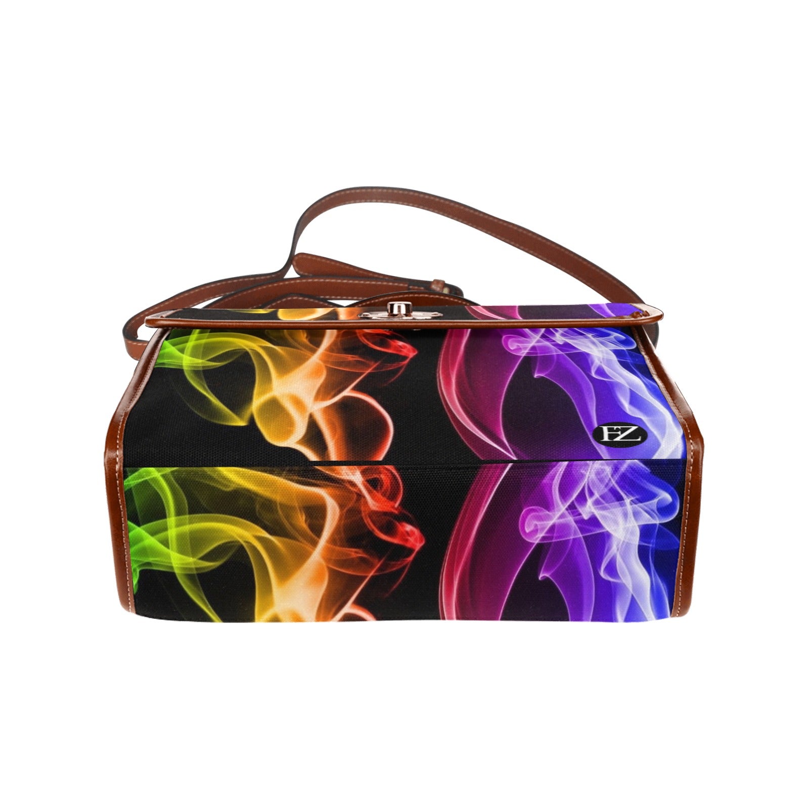 fz zone handbag - abstract 2 all over print waterproof canvas bag(model1641)(brown strap)