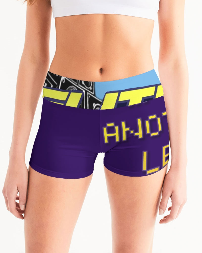 purple flite reloaded women's mid-rise yoga shorts