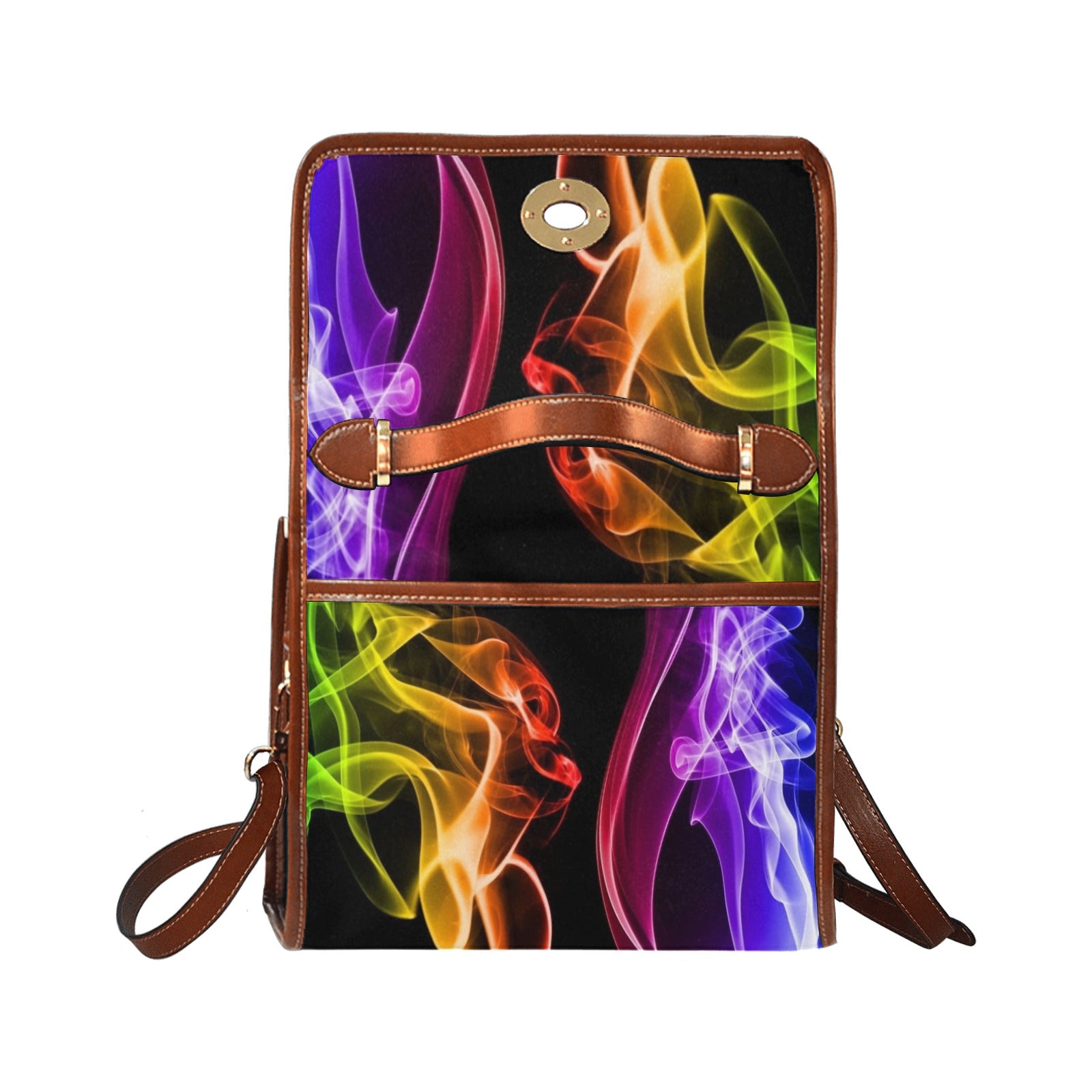 fz zone handbag - abstract 2 all over print waterproof canvas bag(model1641)(brown strap)