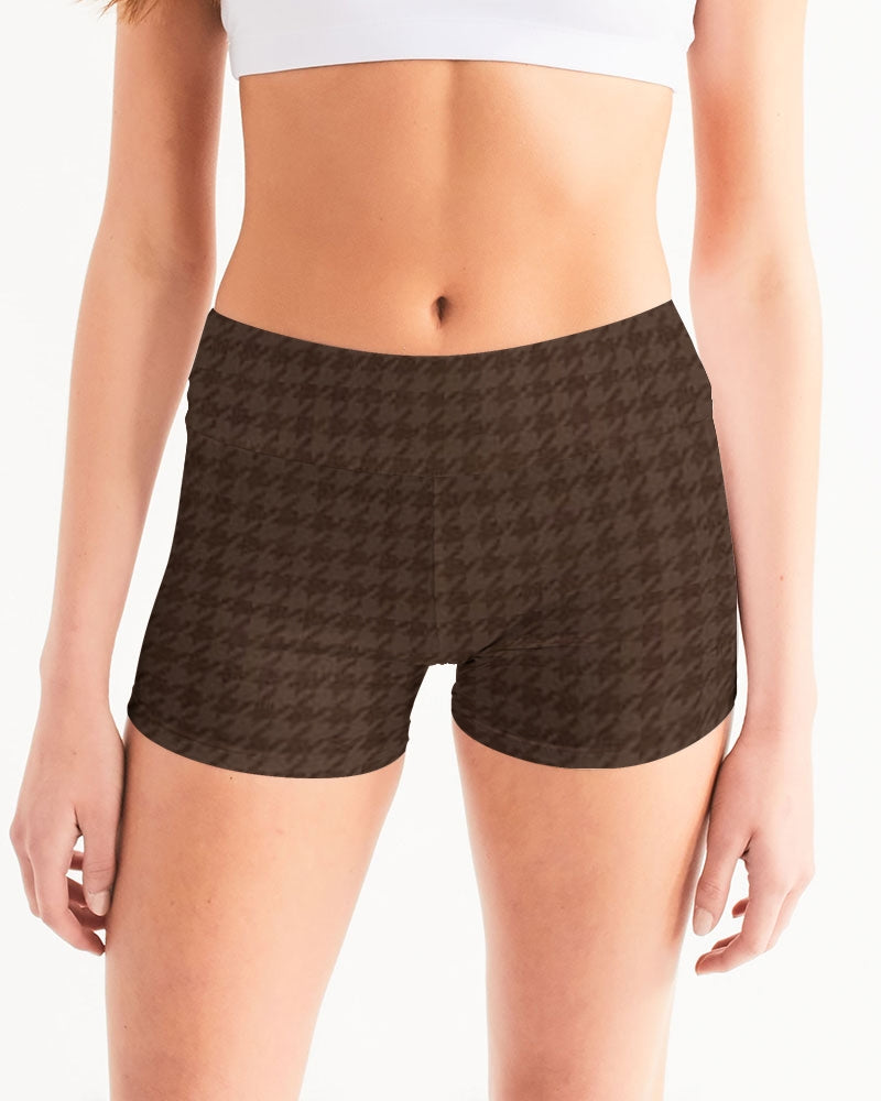 fz plaid women's mid-rise yoga shorts