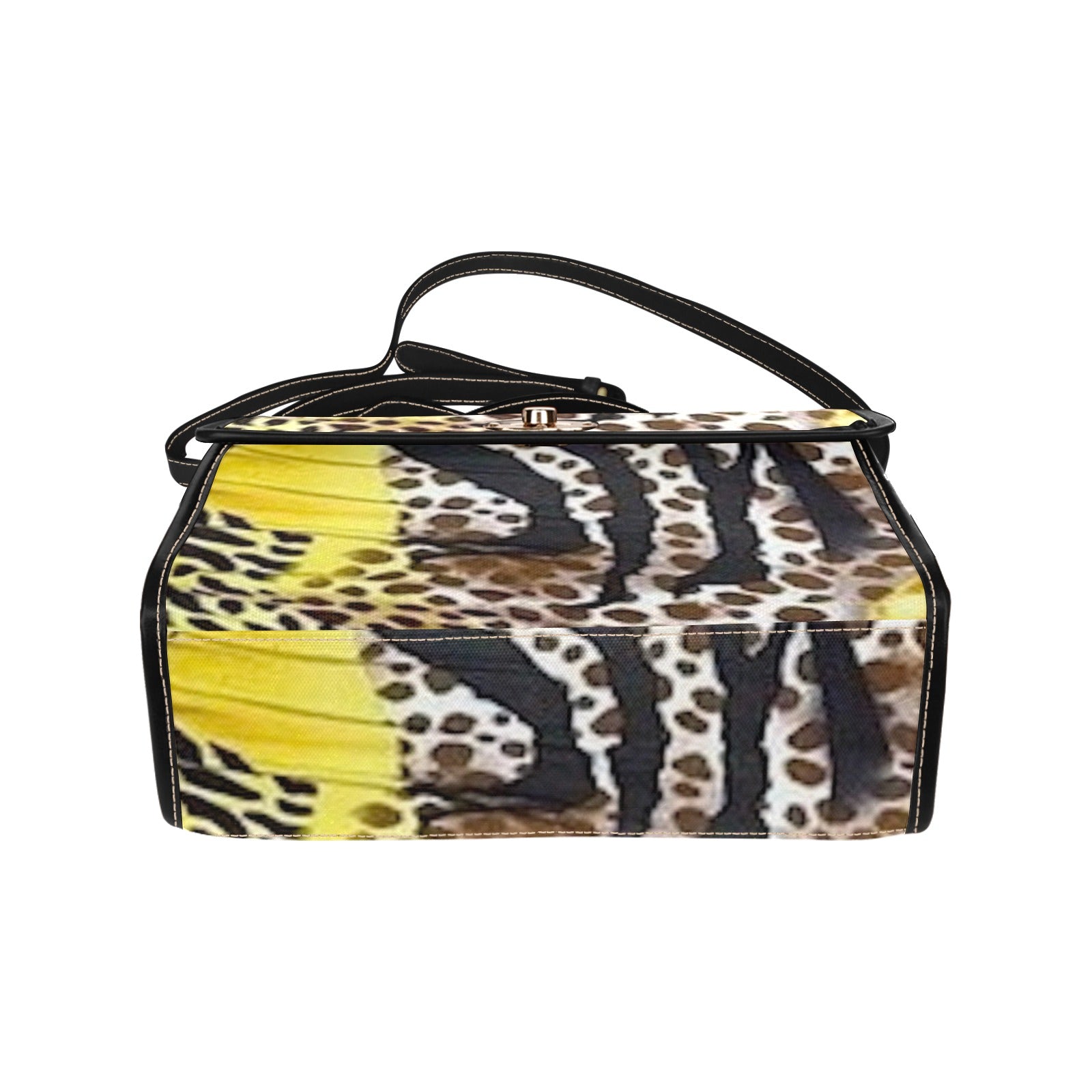 fz leopard print handbag all over print canvas bag (model 1641)(black)