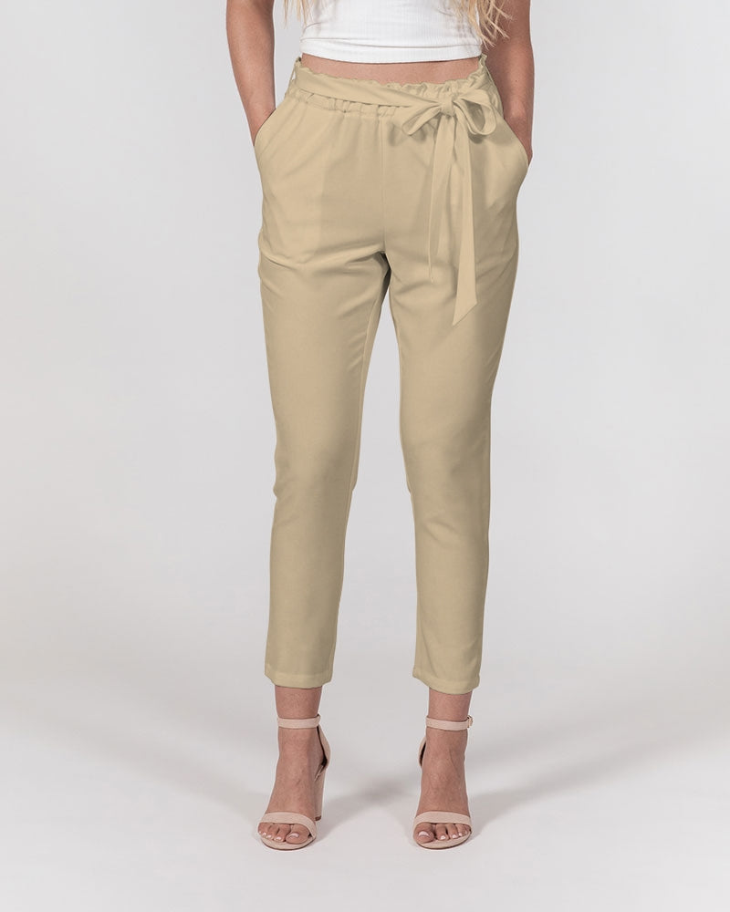 the beige zone women's belted tapered pants