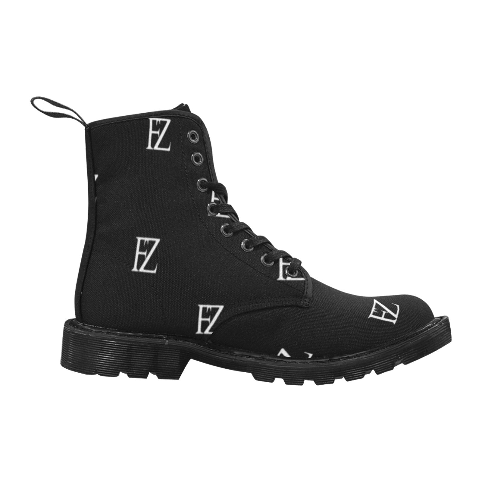 fz women's boot women's lace up canvas boots (model1203h)(black)