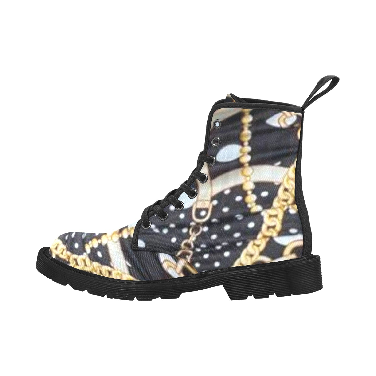 fz women's boot women's lace up canvas boots (model1203h)(black)