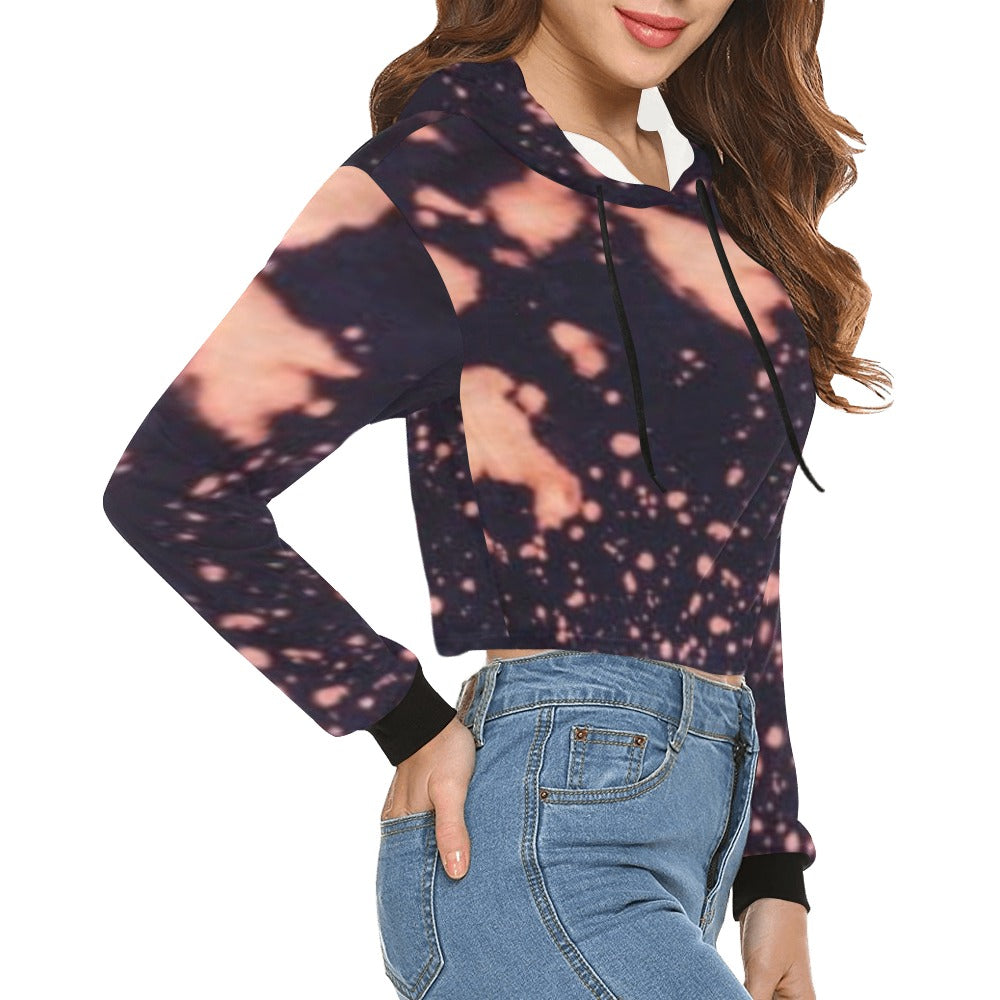 fz women's designer hoodie - tie dye women's all over print cropped hoodie (model h22)