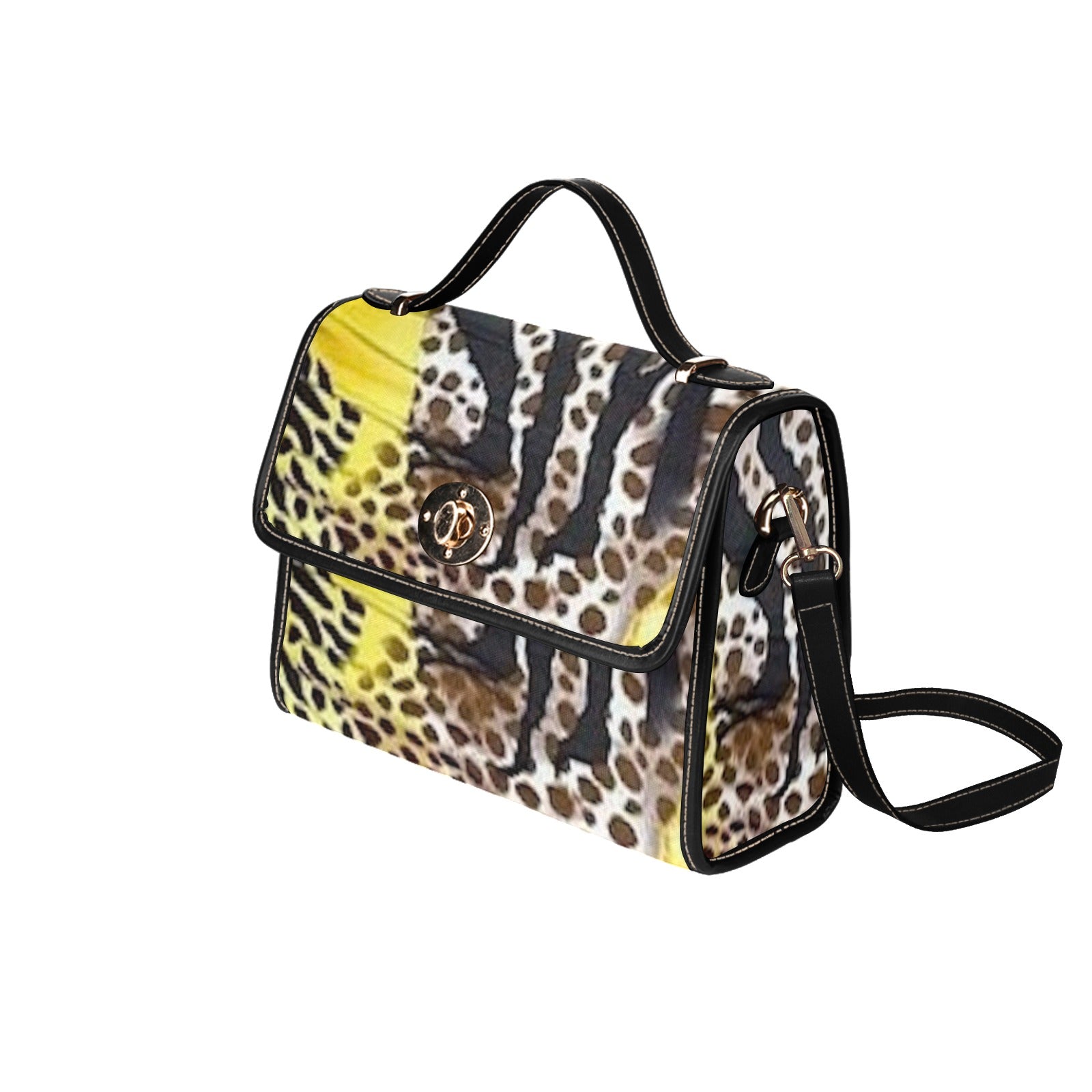 fz leopard print handbag all over print canvas bag (model 1641)(black)