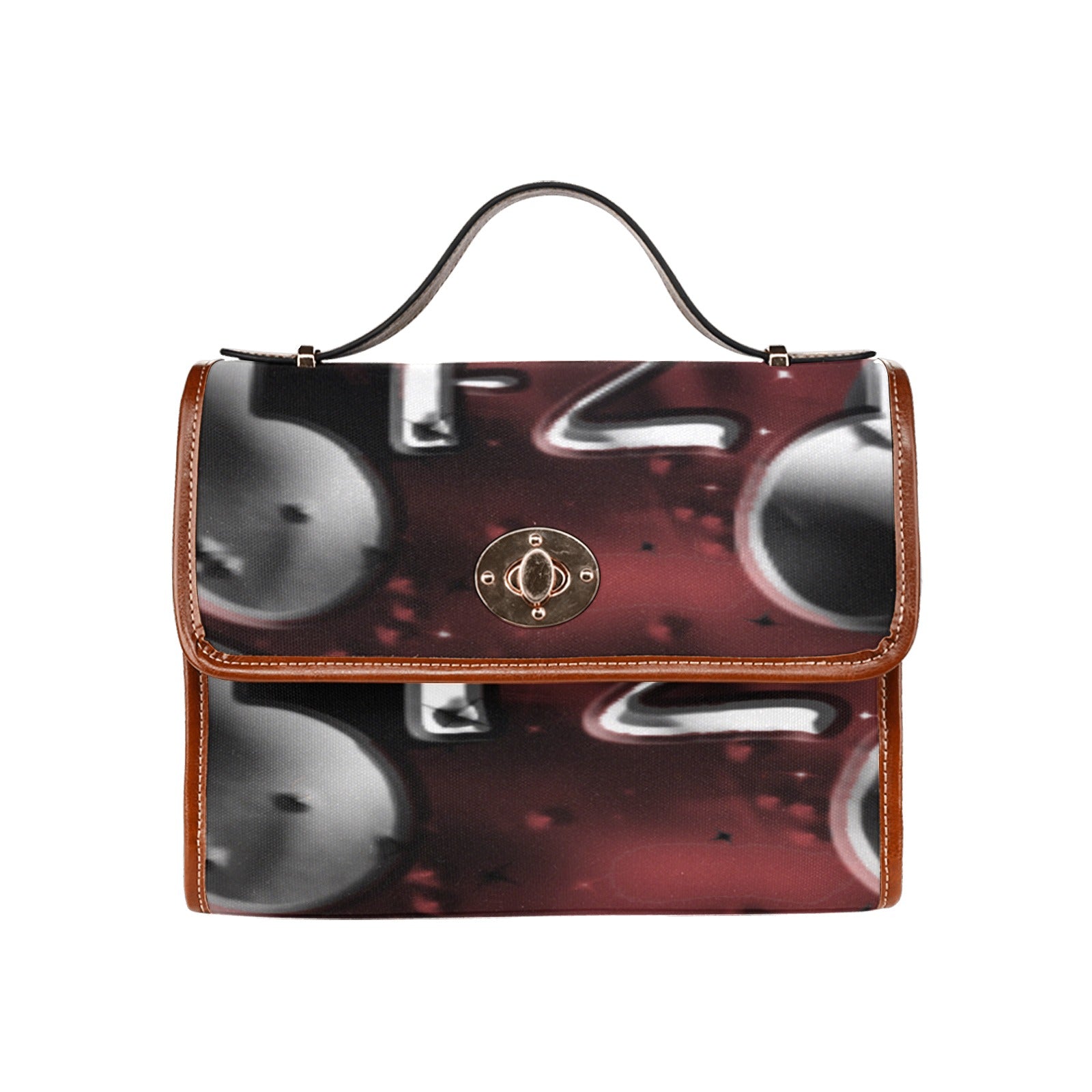 fz new zone handbag all over print waterproof canvas bag(model1641)(brown strap)