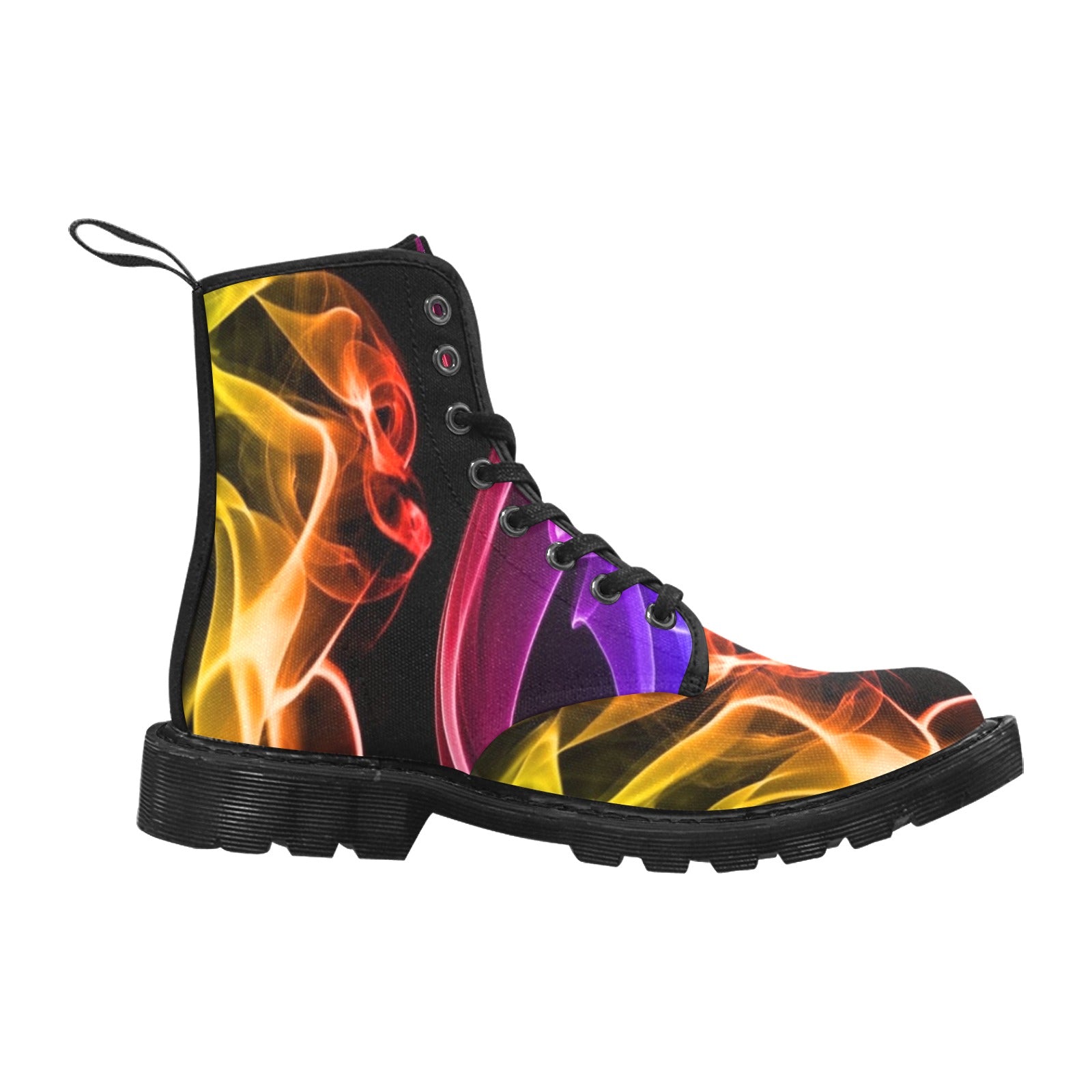 fz women's boot women's lace up canvas boots (model1203h)(black)