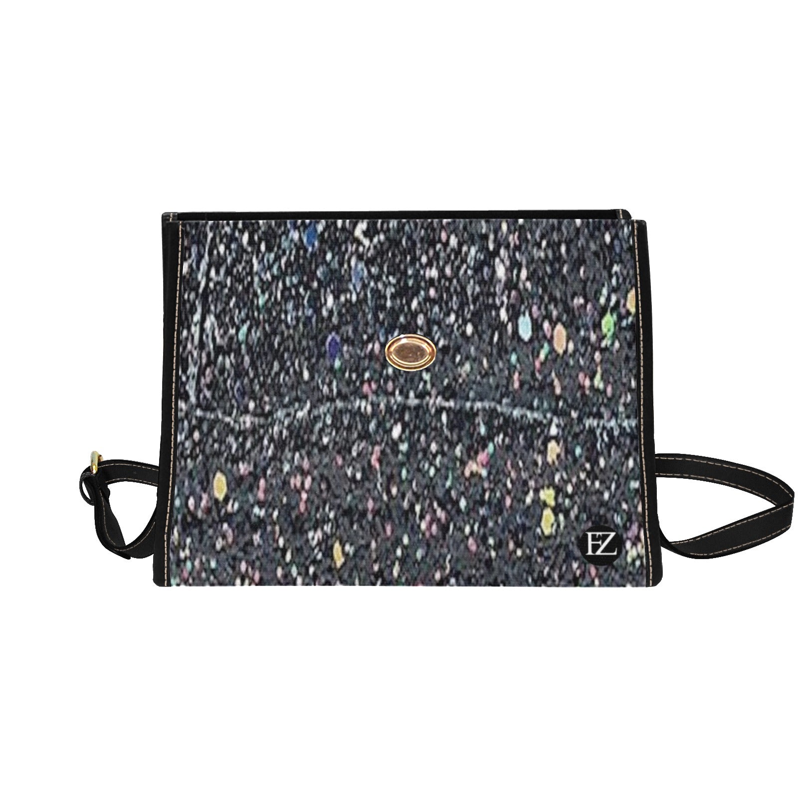 fz rhinestone handbag all over print canvas bag (model 1641)(black)