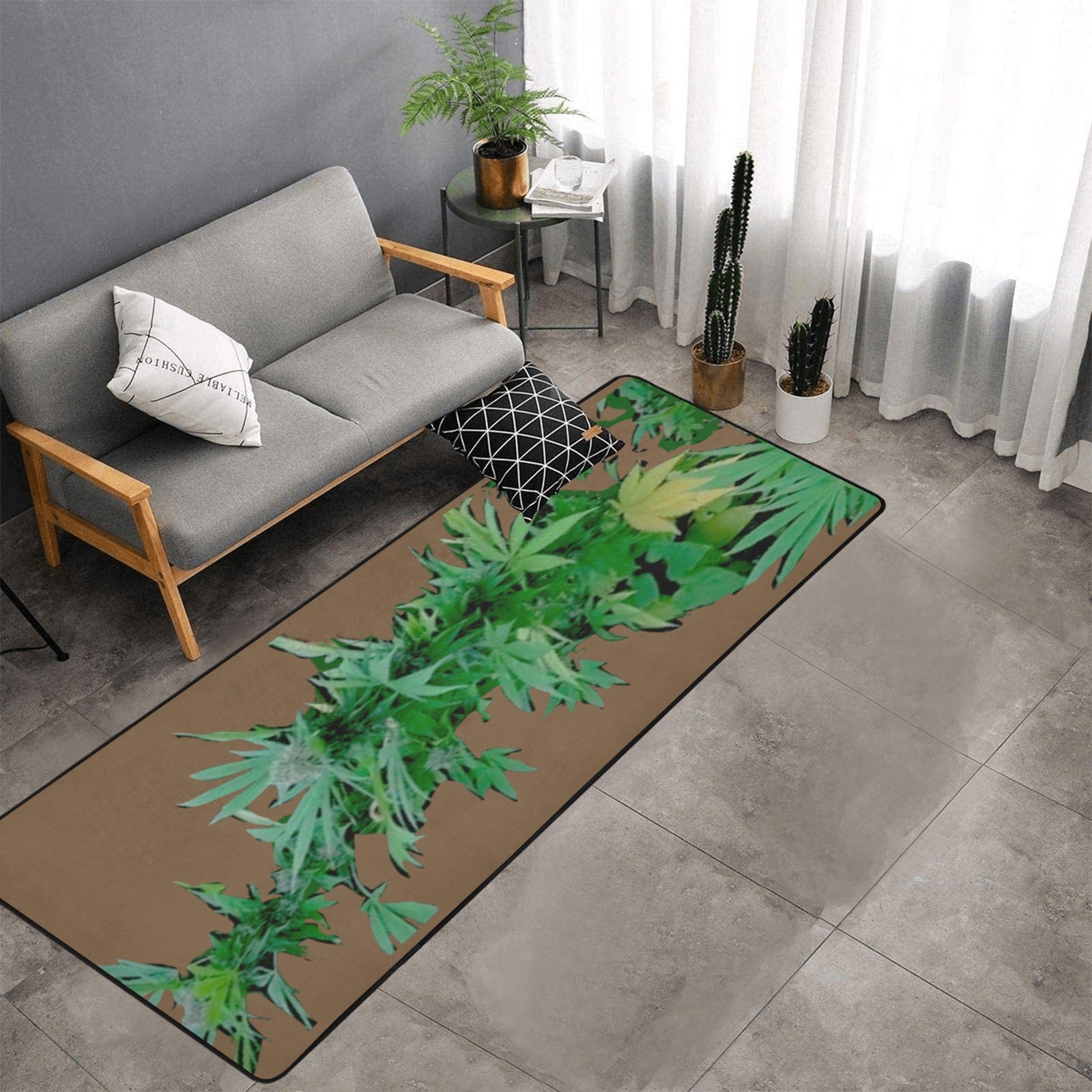 fz bud area rug one size / fz rug - brown area rug with black binding 10'x3'3''