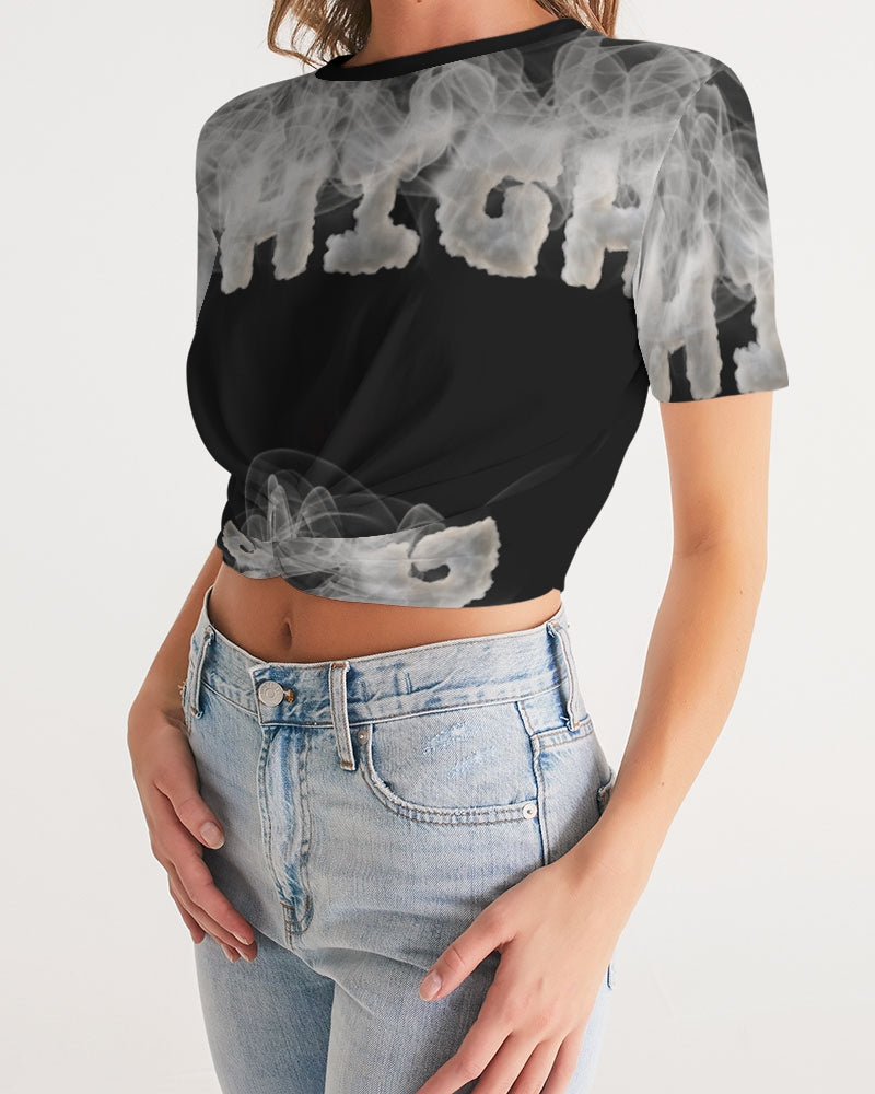 high grade women's twist-front cropped tee