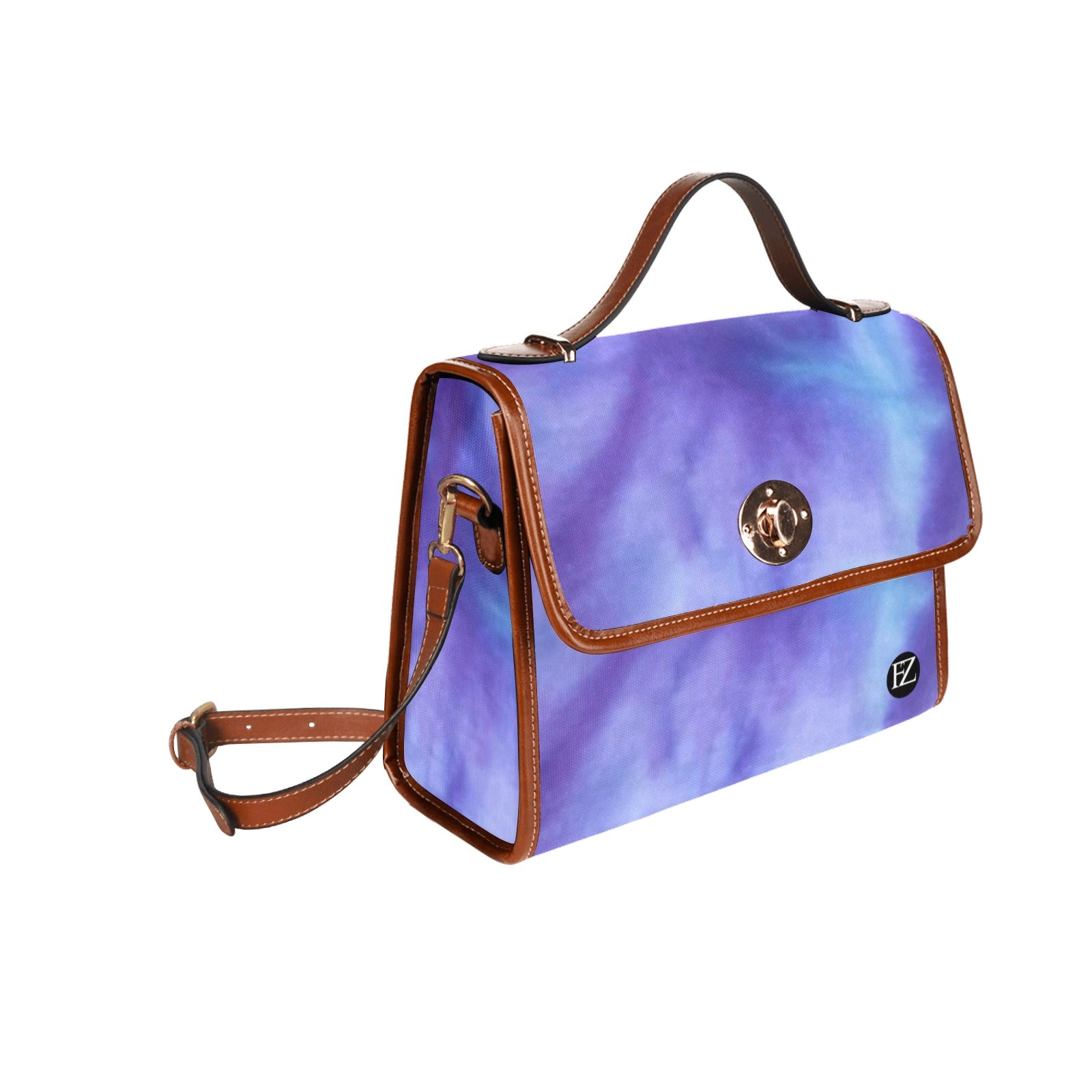 fz original handbag - dye all over print waterproof canvas bag(model1641)(brown strap)