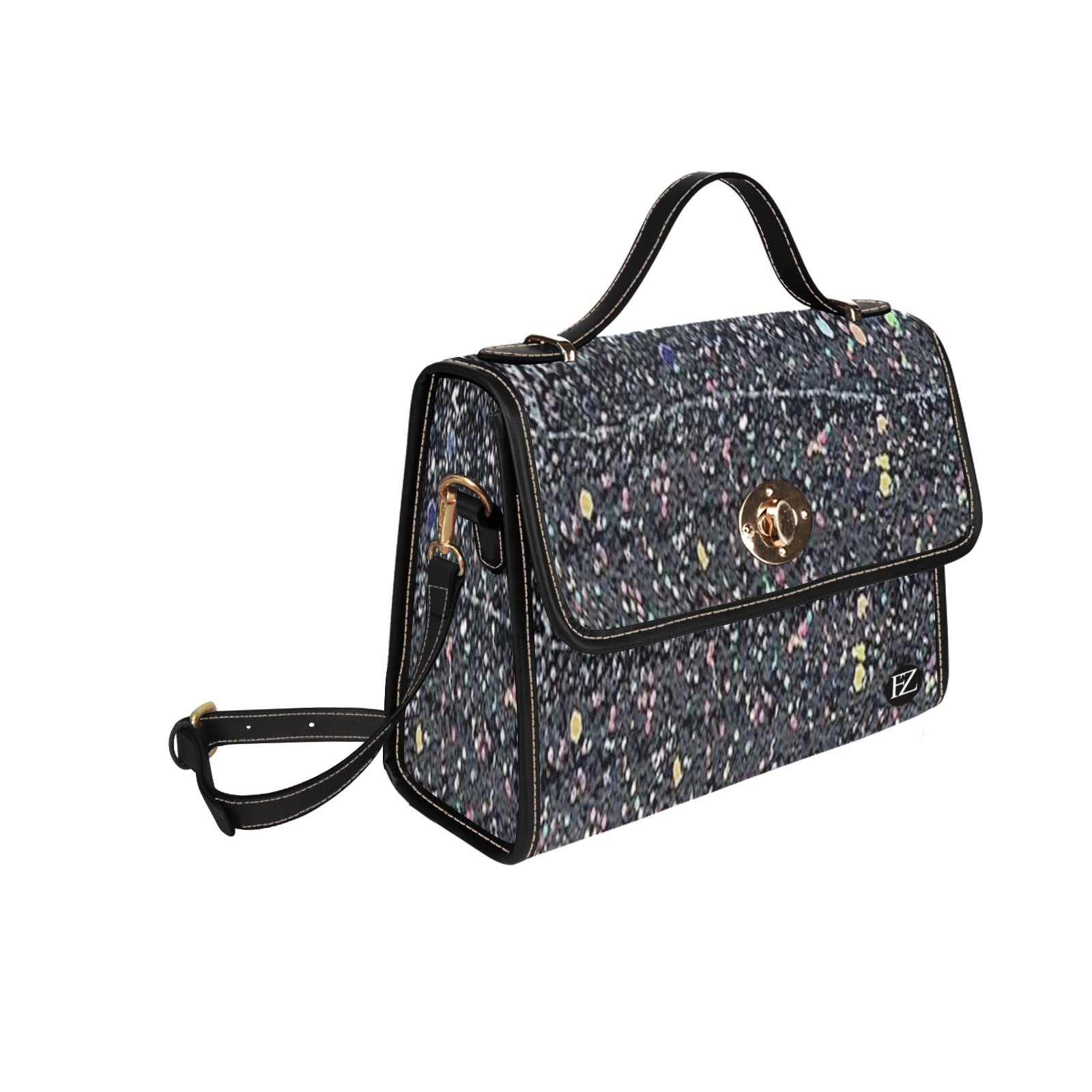 fz rhinestone handbag all over print canvas bag (model 1641)(black)