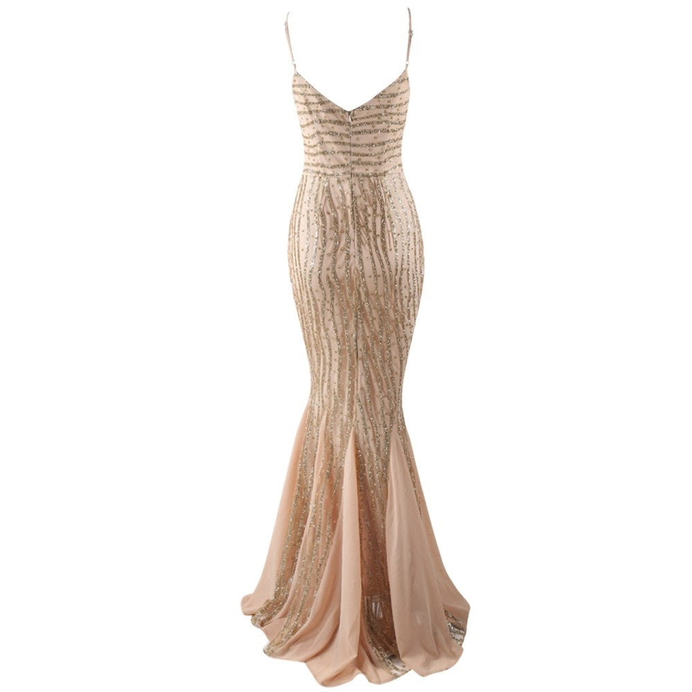 fz women's gold evening dress