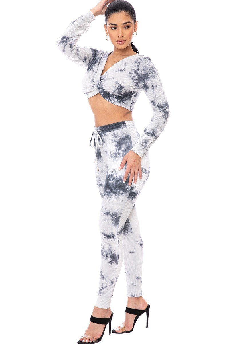 fz women's tie dye ribbed sweater suit