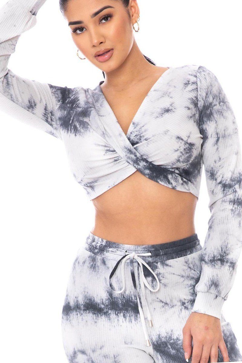 fz women's tie dye ribbed sweater suit