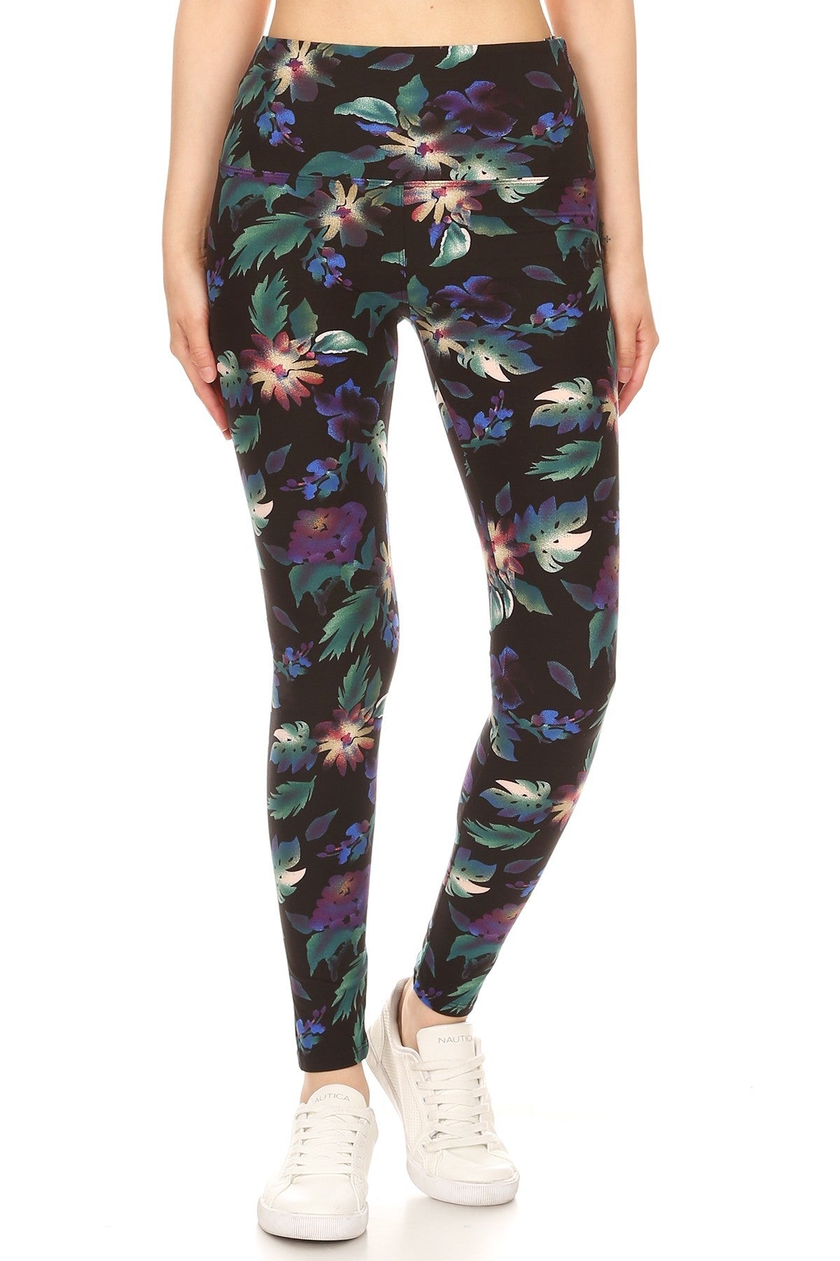 FZ Women's Banded Lined Floral Printed Knit Leggings - FZwear