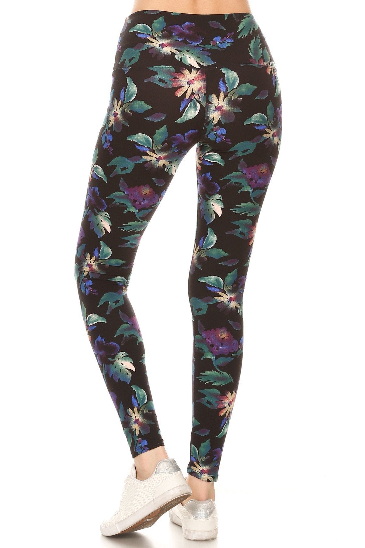FZ Women's Banded Lined Floral Printed Knit Leggings - FZwear