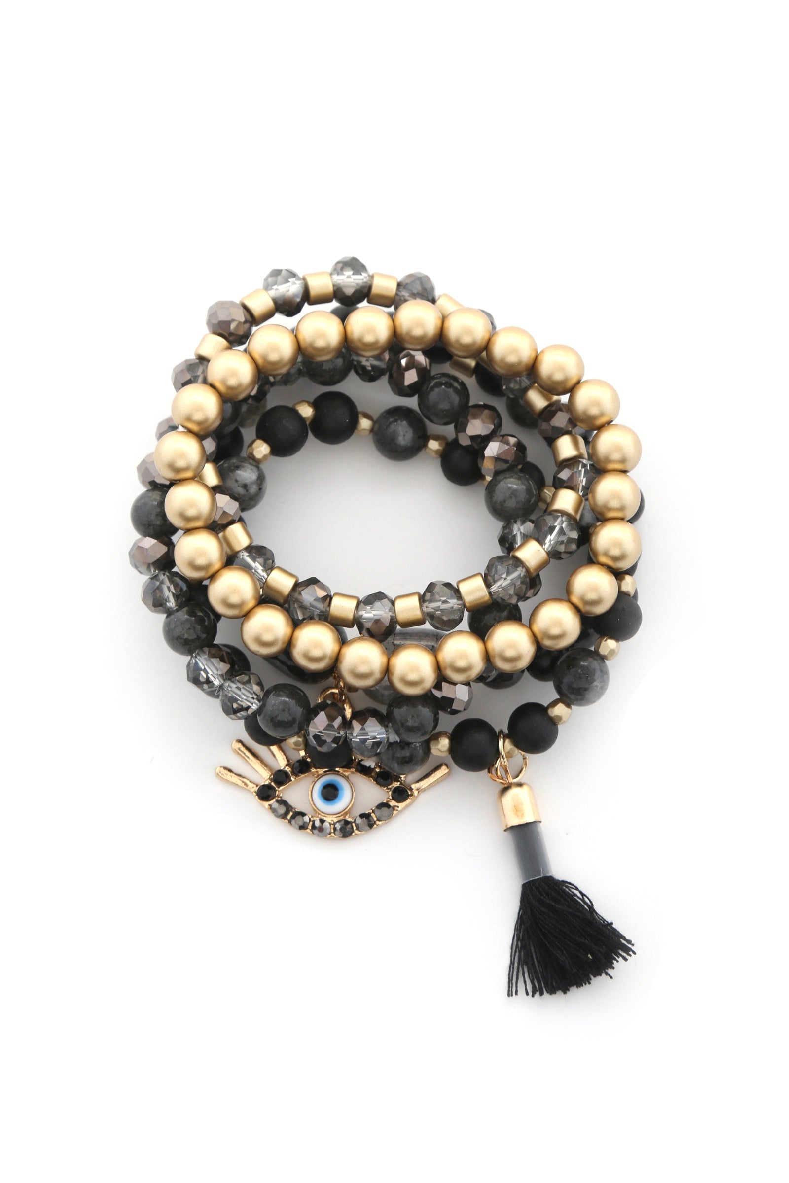 evil eye bead tassel bracelet set