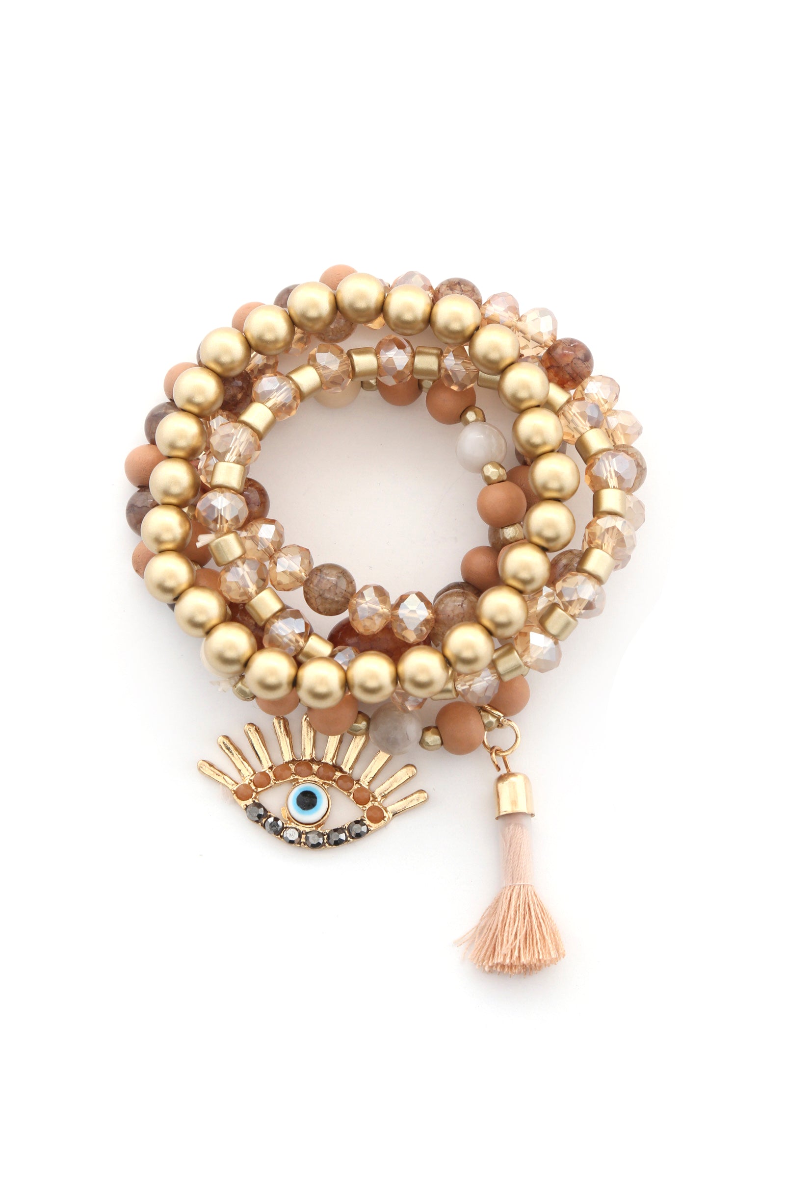 evil eye bead tassel bracelet set