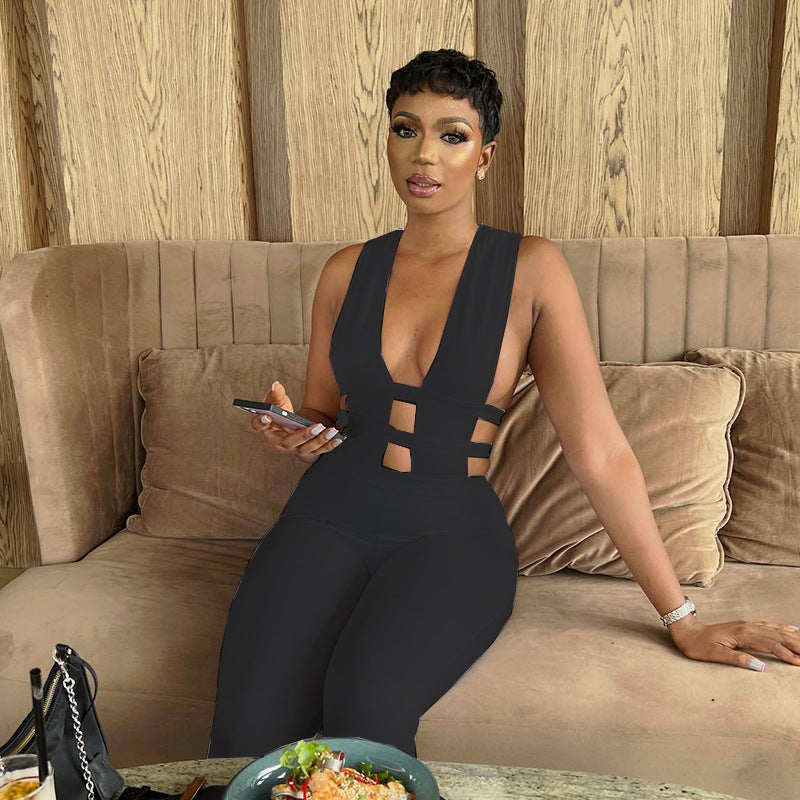 FZ Women's Cutout out High Waist Slimming Hip Raise Casual Jumpsuit - FZwear