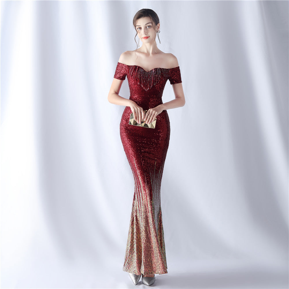 FZ Women's Sequin Craft Mix Evening Dress - FZwear