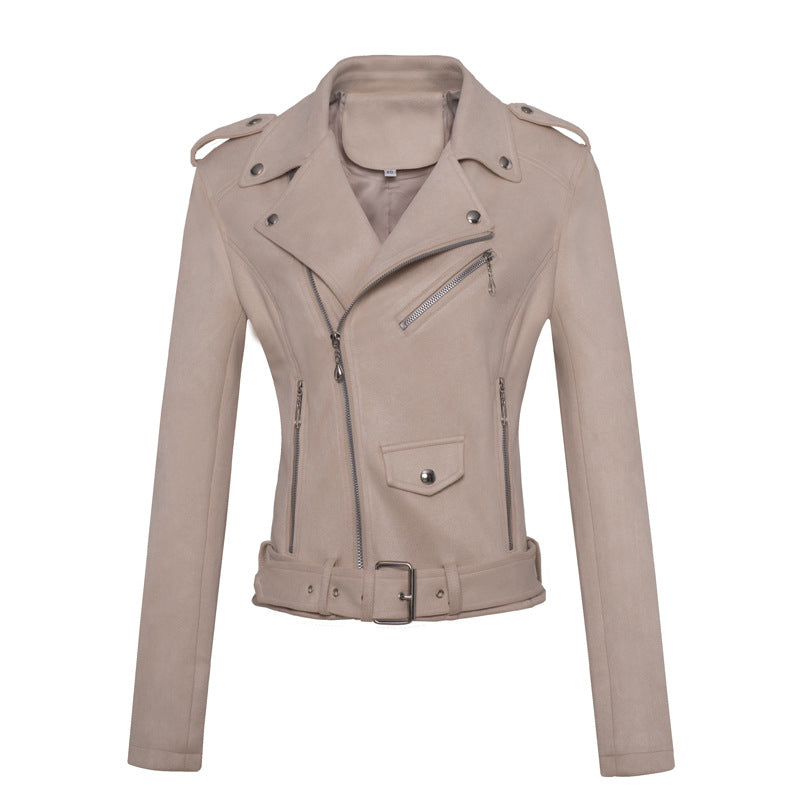 women clothing motorcycle jacket women leather top short slim suede leather jacket women