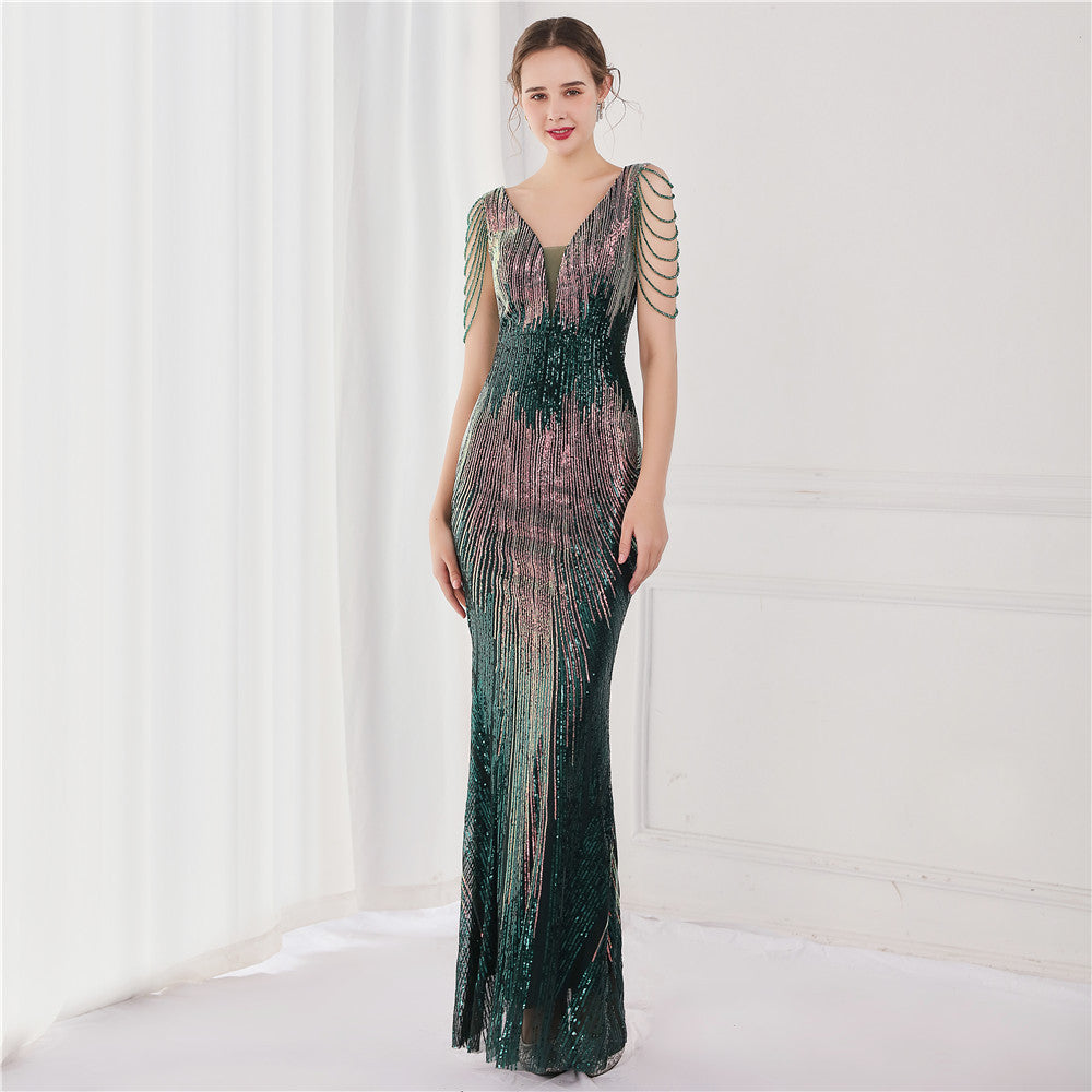FZ Women's Sequined Fishtail Cocktail Etiquette Evening Dress - FZwear