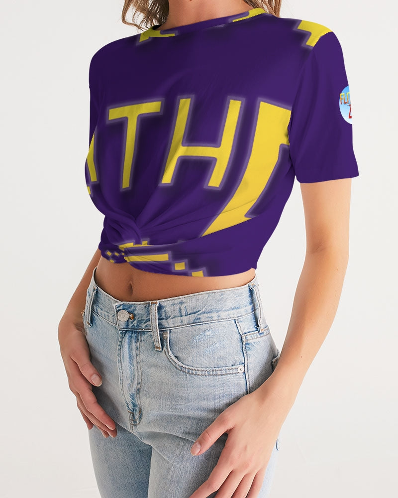 purple flite women's twist-front cropped tee