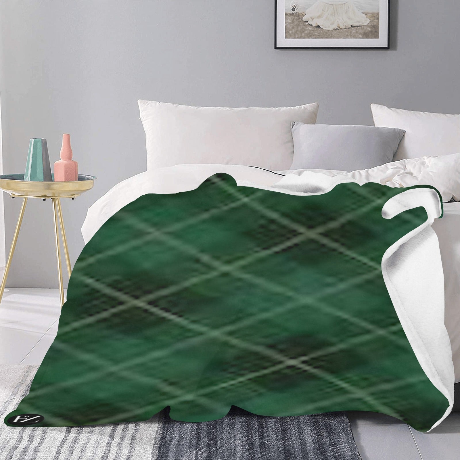 cozy thick blanket green ultra-soft micro fleece blanket 60"x80" (thick)