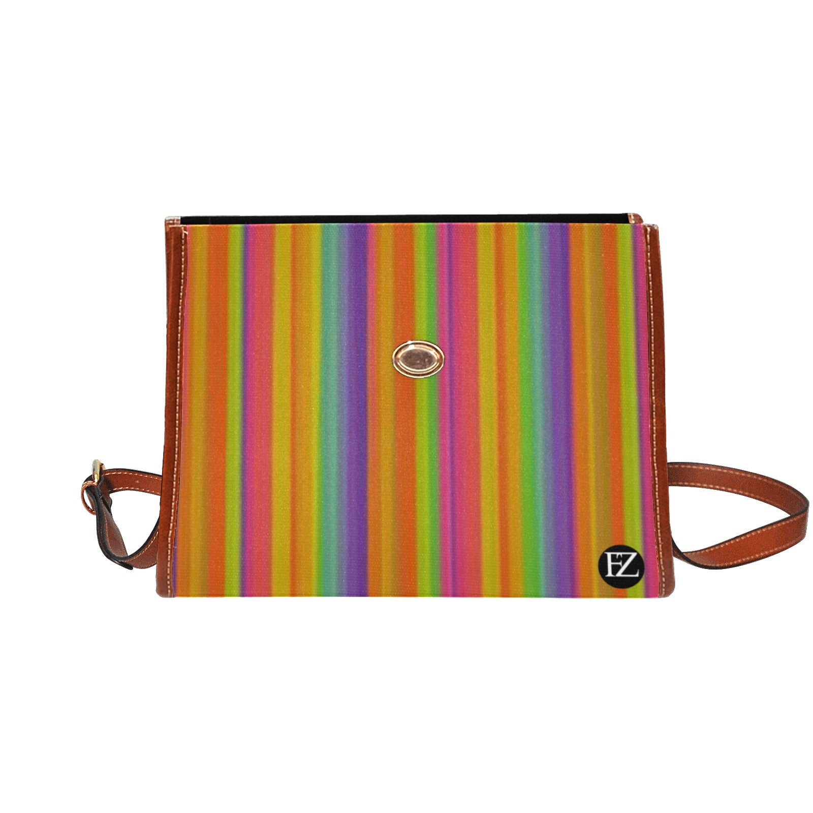 fz women's abstract hand bag all over print waterproof canvas bag(model1641)(brown strap)