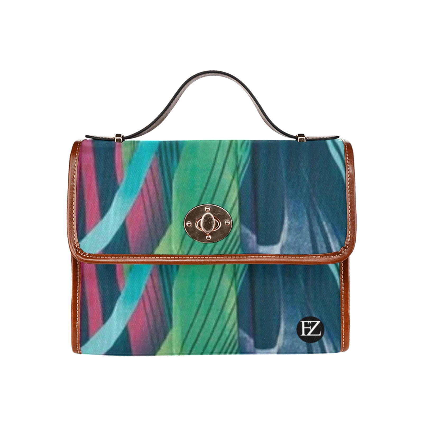 fz abstract handbag all over print waterproof canvas bag(model1641)(brown strap)