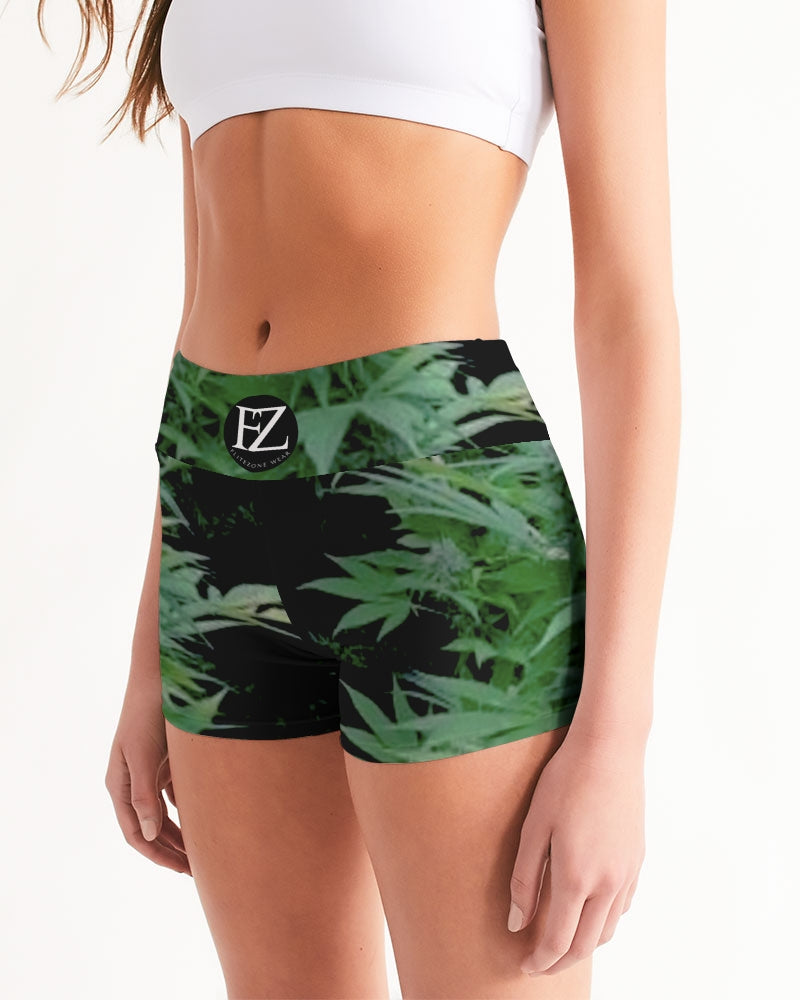 the bud - darker shade women's mid-rise yoga shorts