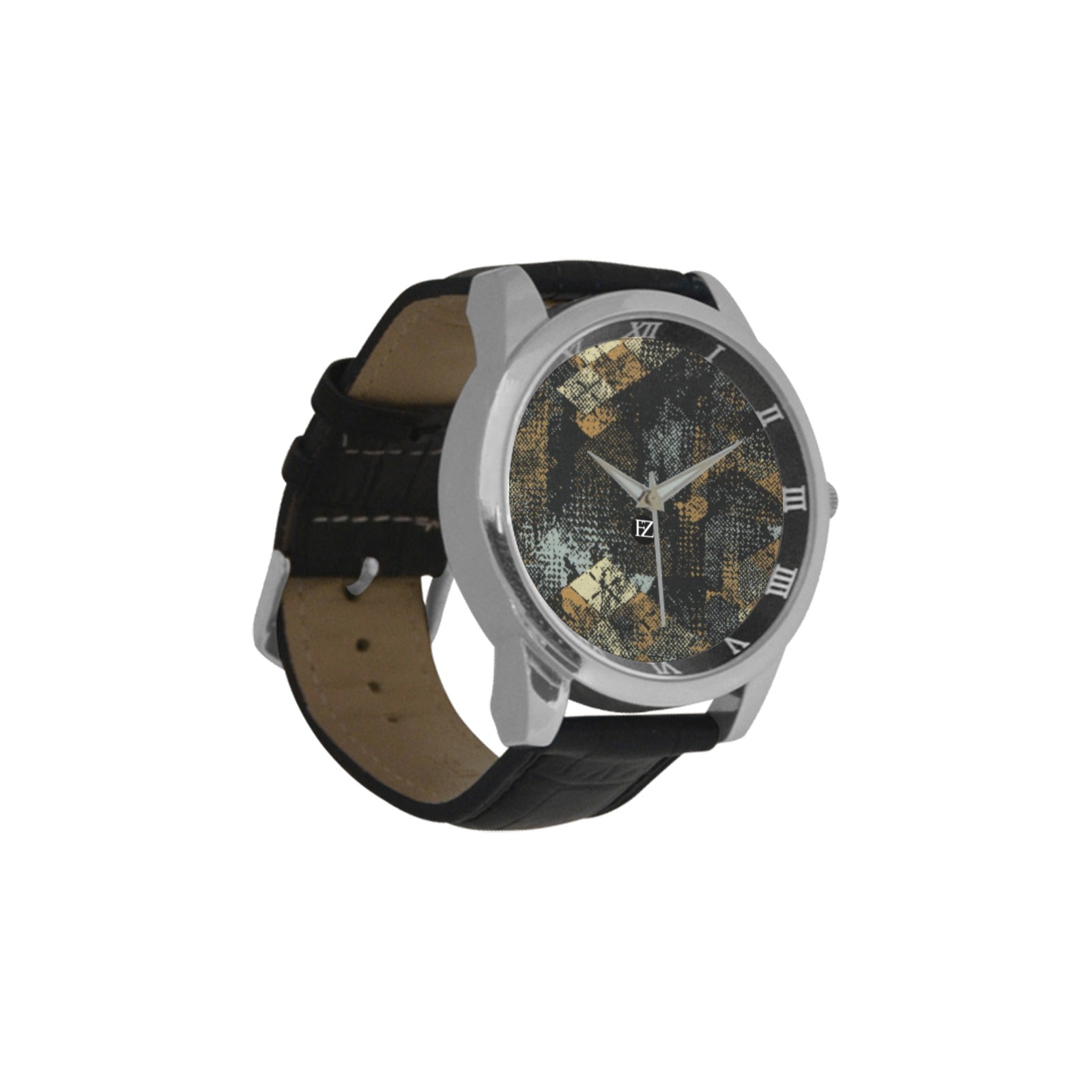 fz men's watch men's leather strap large dial watch (model 213)