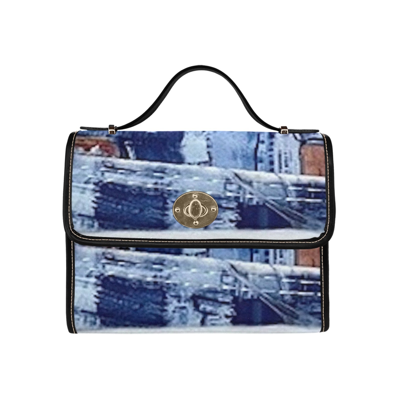 fz denim handbag all over print canvas bag (model 1641)(black)